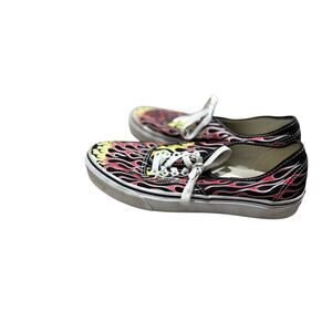 Vans Old Skool Flame Sneakers Size 7.5 Red Yellow Black Skate Shoes VG